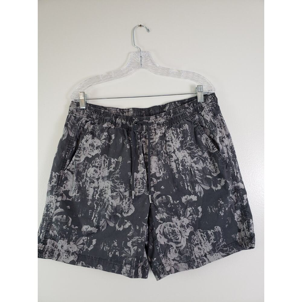 VRST Mens Shorts Size L Monochrome Floral Gray Elastic Stretch Beach Pockets 7"